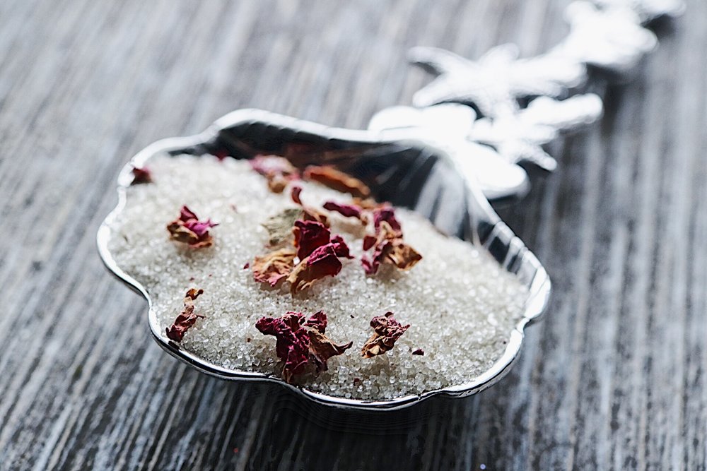 rose petal infused artisan culinary sugar by beach house teas