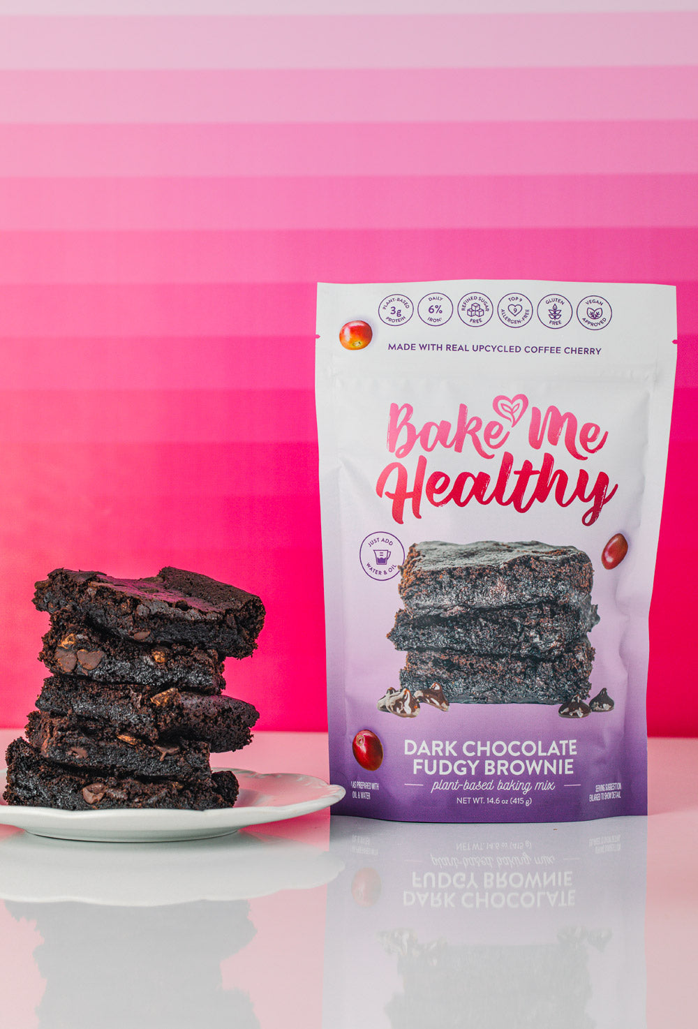 bake me healthy dark chocolate fudgy brownie plant-based baking mix