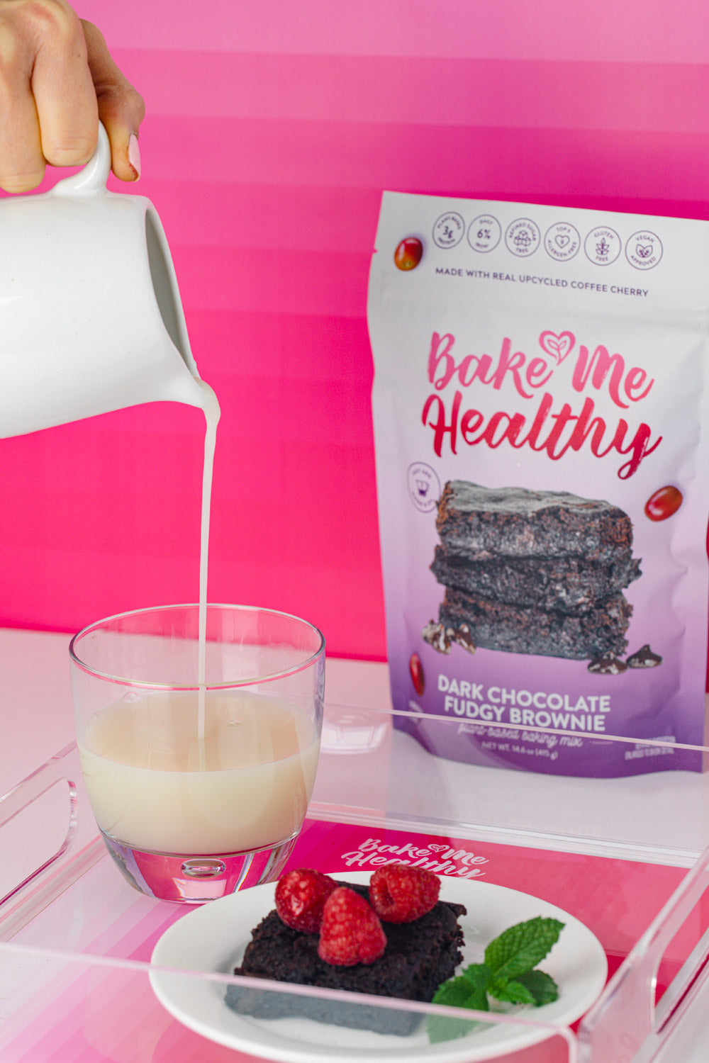 bake me healthy dark chocolate fudgy brownie plant-based baking mix