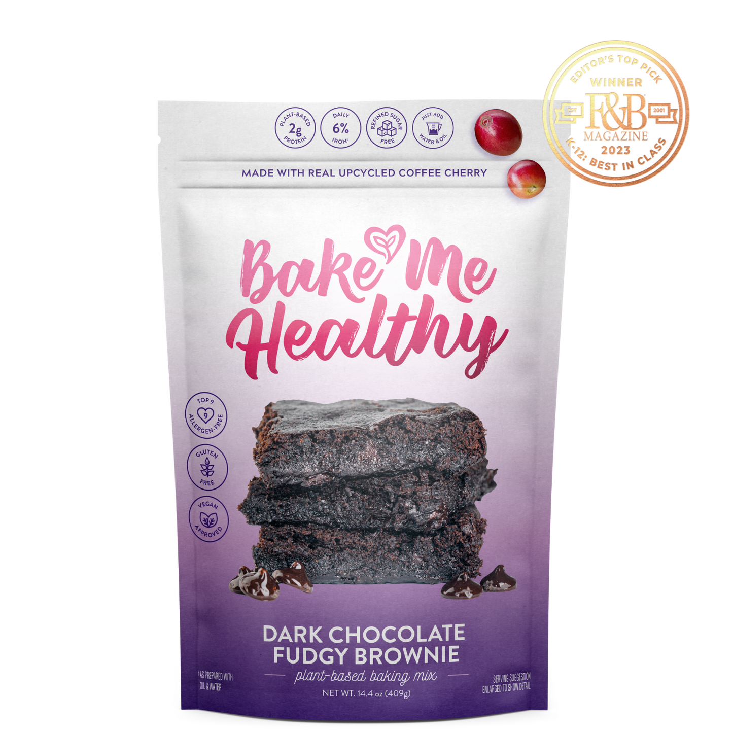 bake me healthy dark chocolate fudgy brownie plant-based baking mix