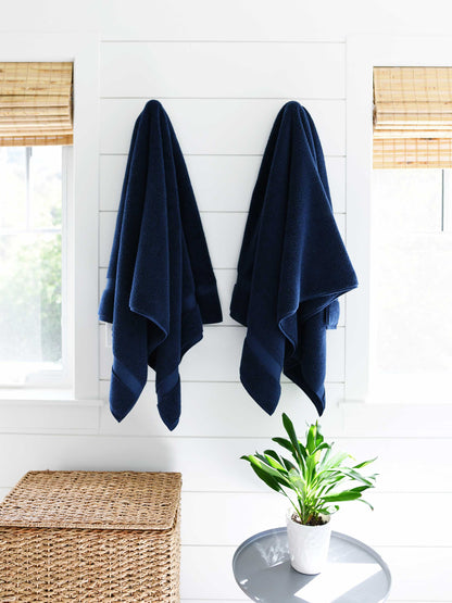 Navy Supima Cotton Bath Towels (Pair) by Laguna Beach Textile Company