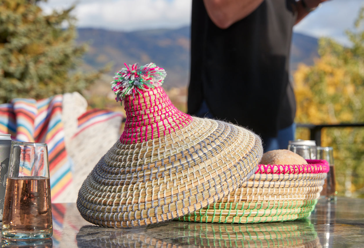 moroccan bread basket with domed lid by verve culture