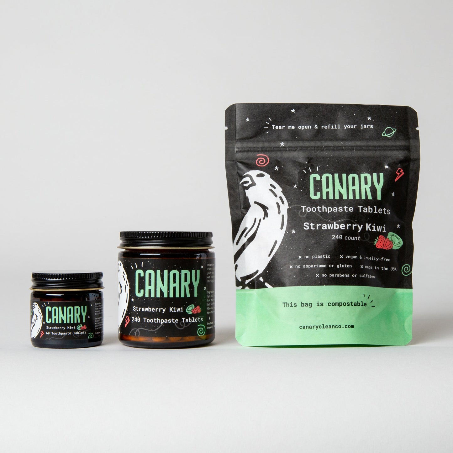 strawberry + kiwi toothpaste tablets by canary