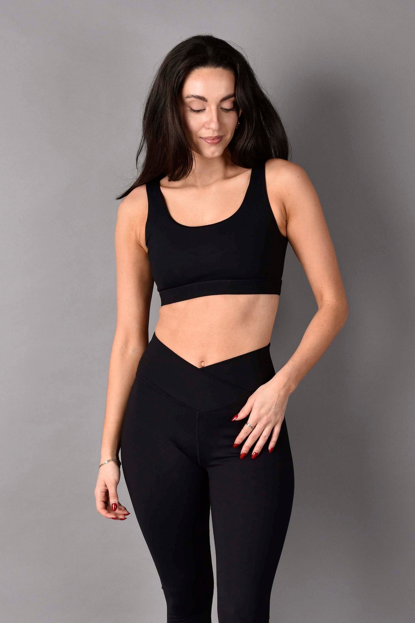 cara matte luxe sports bra in black by wear love more