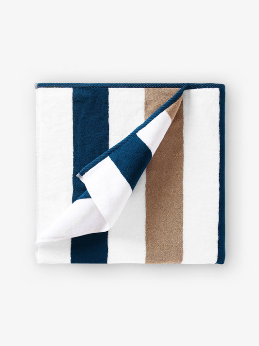 Ocean Blue & Almond Classic Cabana Beach Towel by Laguna Beach Textile Company