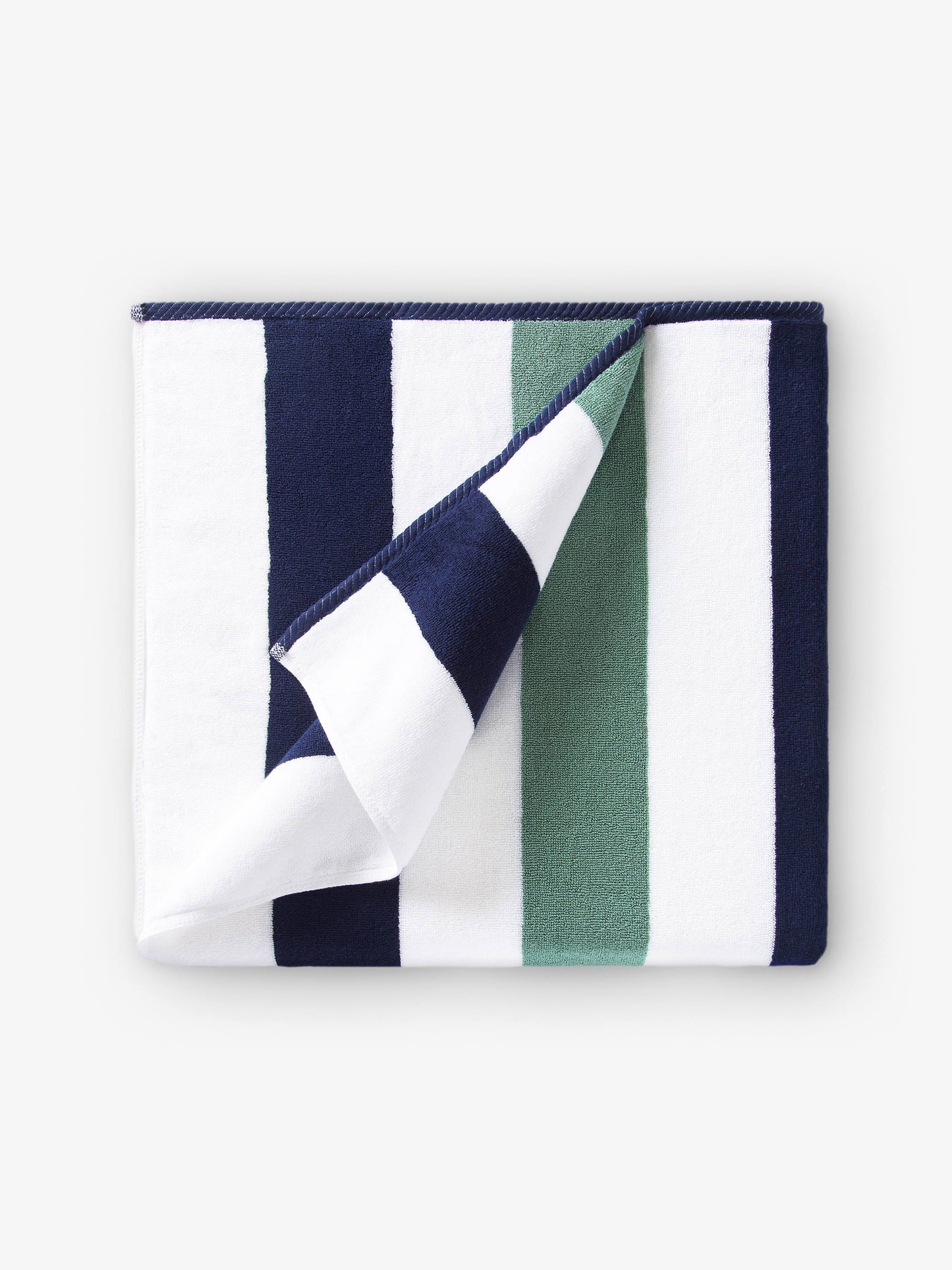 midnight blue & seafoam classic cabana beach towel by laguna beach textile company