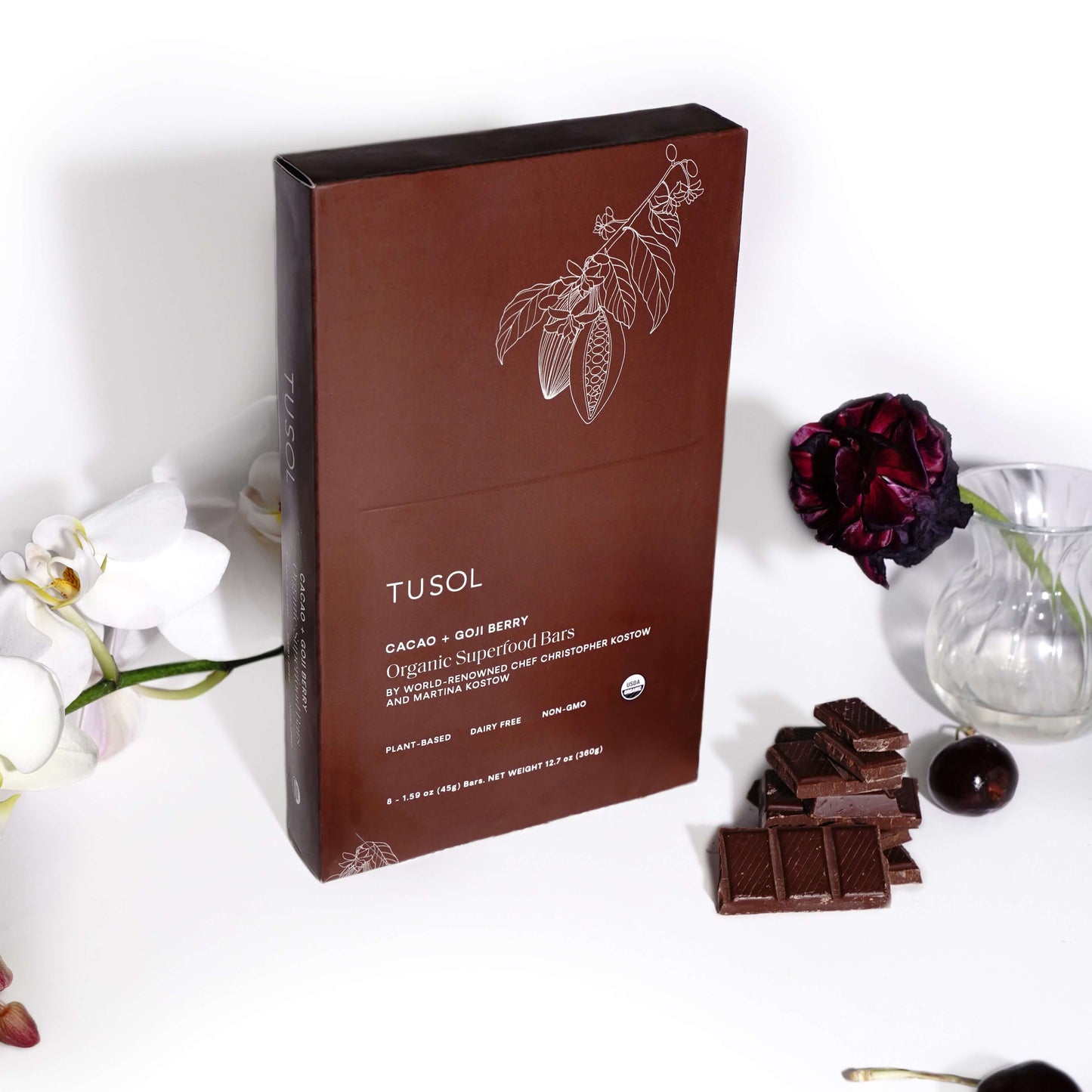 organic cacao + goji berry superfood bar by tusol wellness