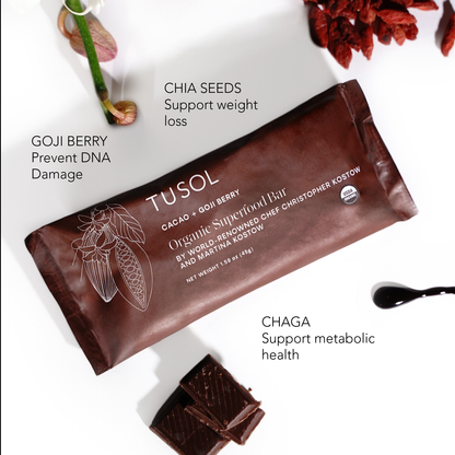 Organic Cacao + Goji Berry Superfood Bar by TUSOL Wellness