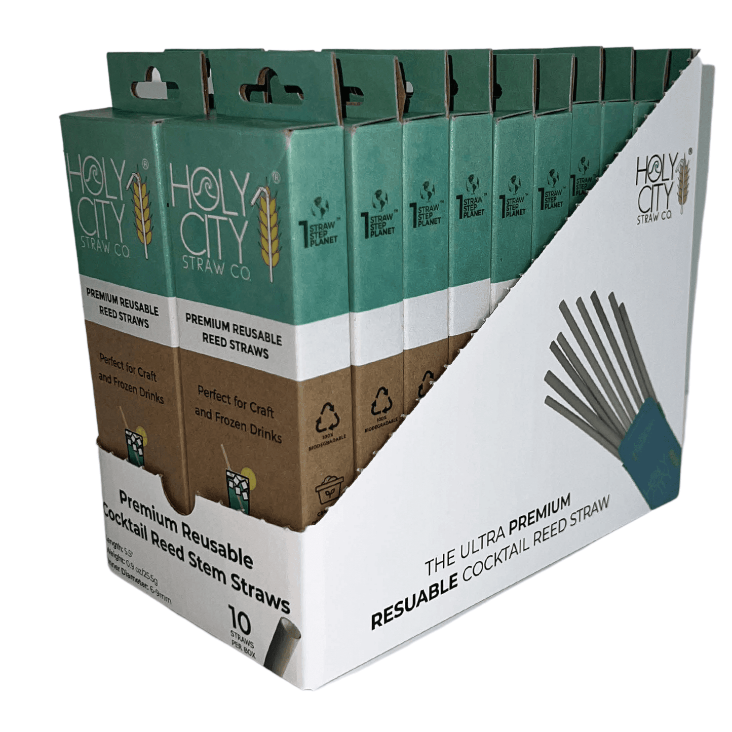 holy city straw cocktail reed stem drinking straws | inner pack | 20 x 10ct. boxes by farm2me