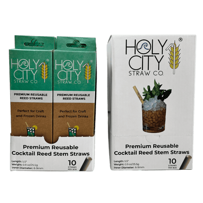 Holy City Straw Cocktail Reed Stem Drinking Straws | Inner pack | 20 x 10ct. Boxes by Farm2Me