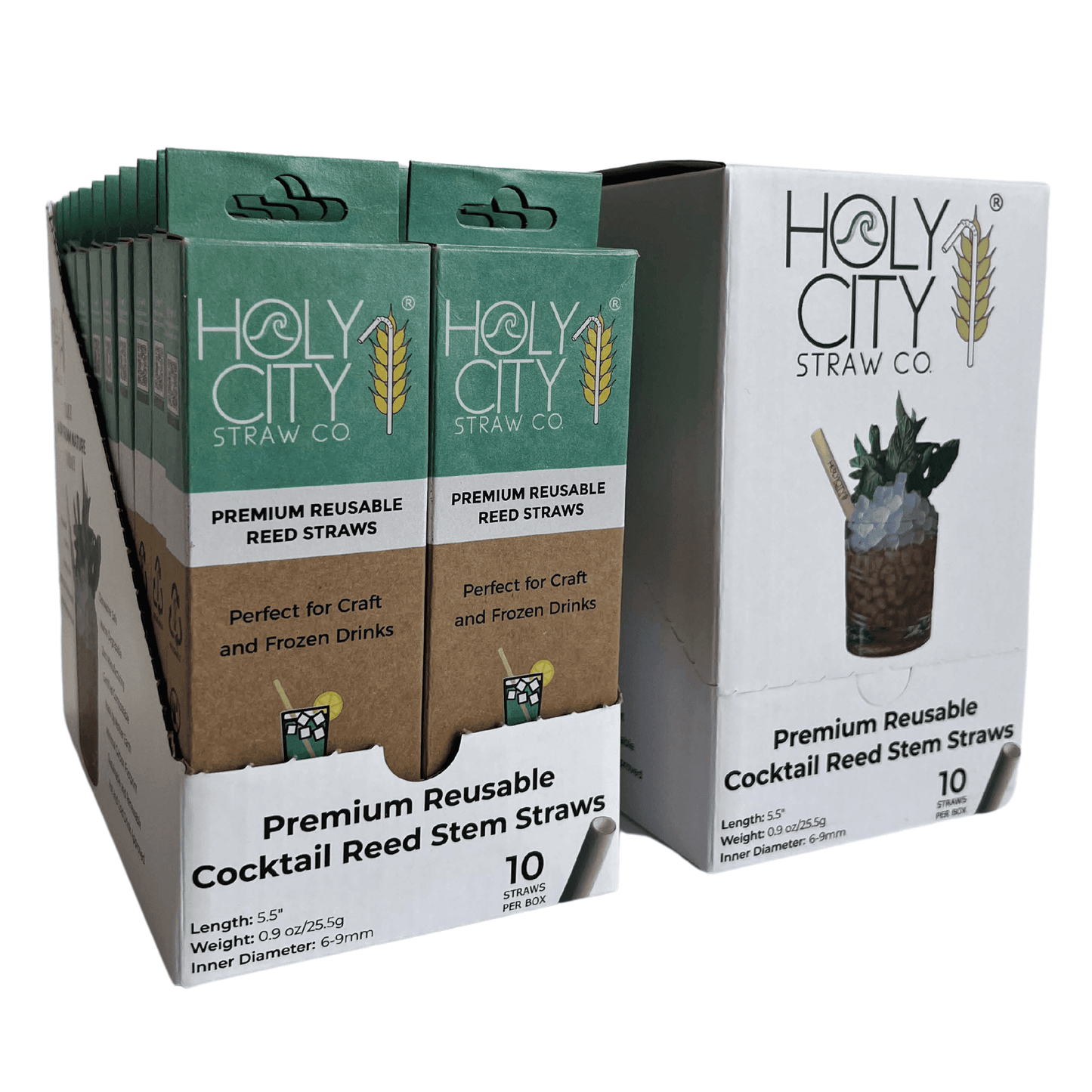 holy city straw cocktail reed stem drinking straws | inner pack | 20 x 10ct. boxes by farm2me