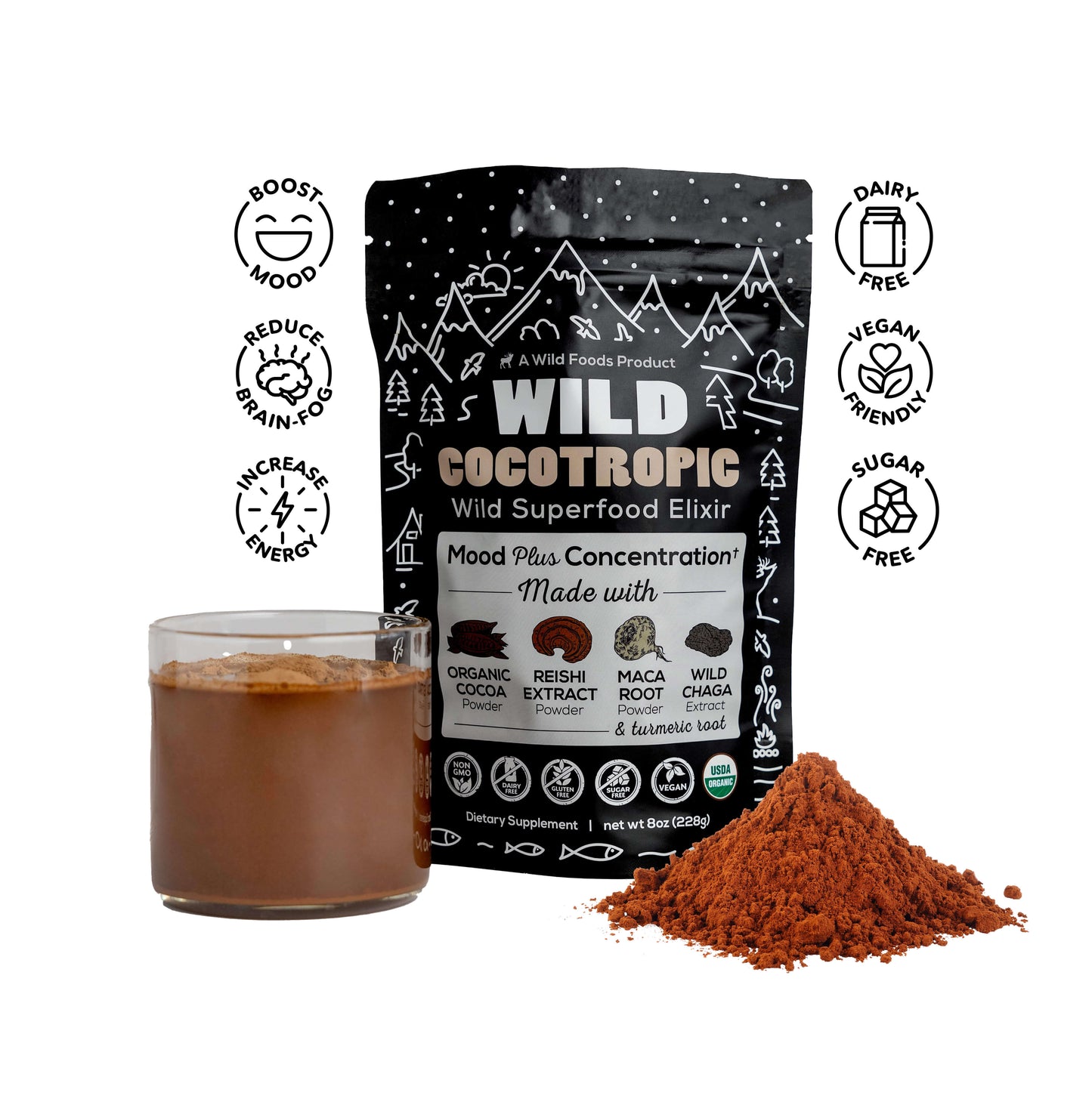 cocotropic organic cocoa mushroom mix by wild foods