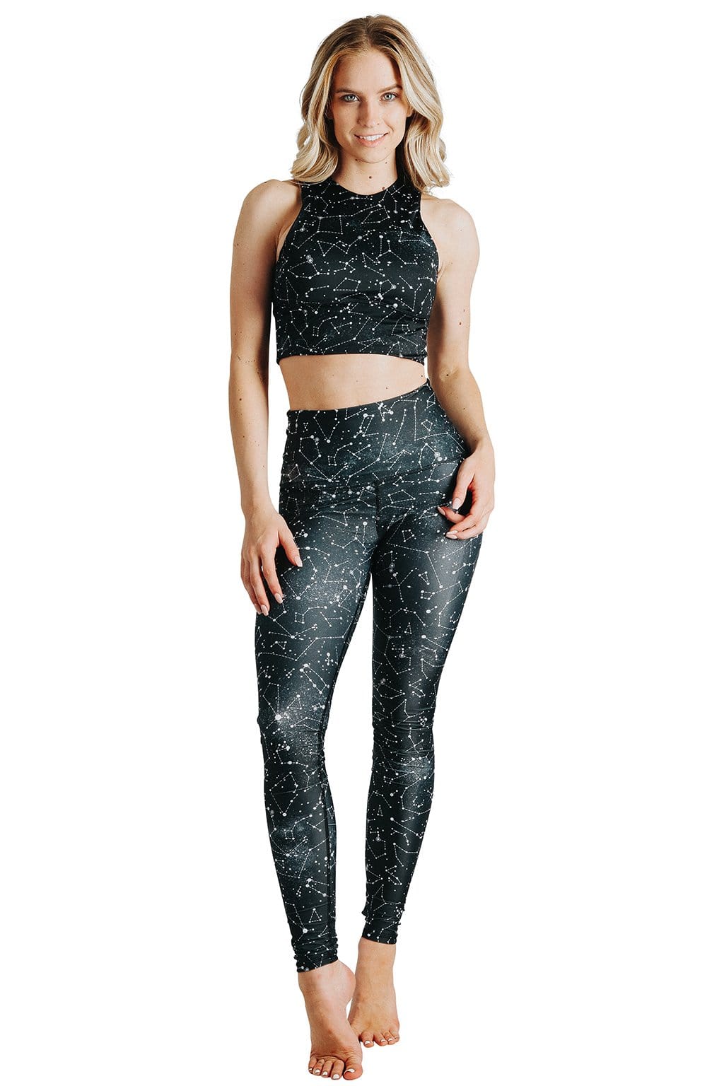 star dust printed yoga leggings by yoga democracy