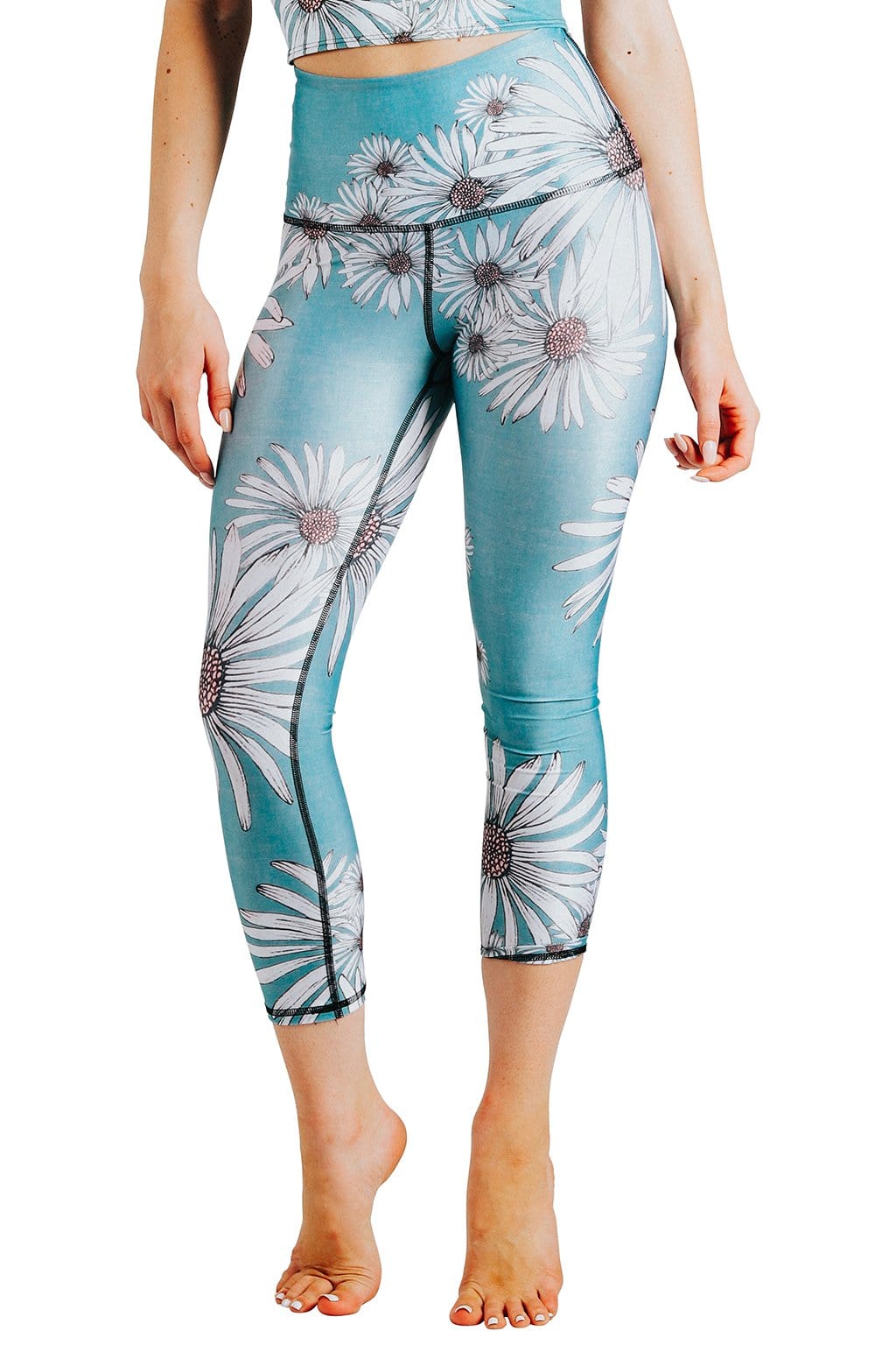 flower child printed yoga crops by yoga democracy