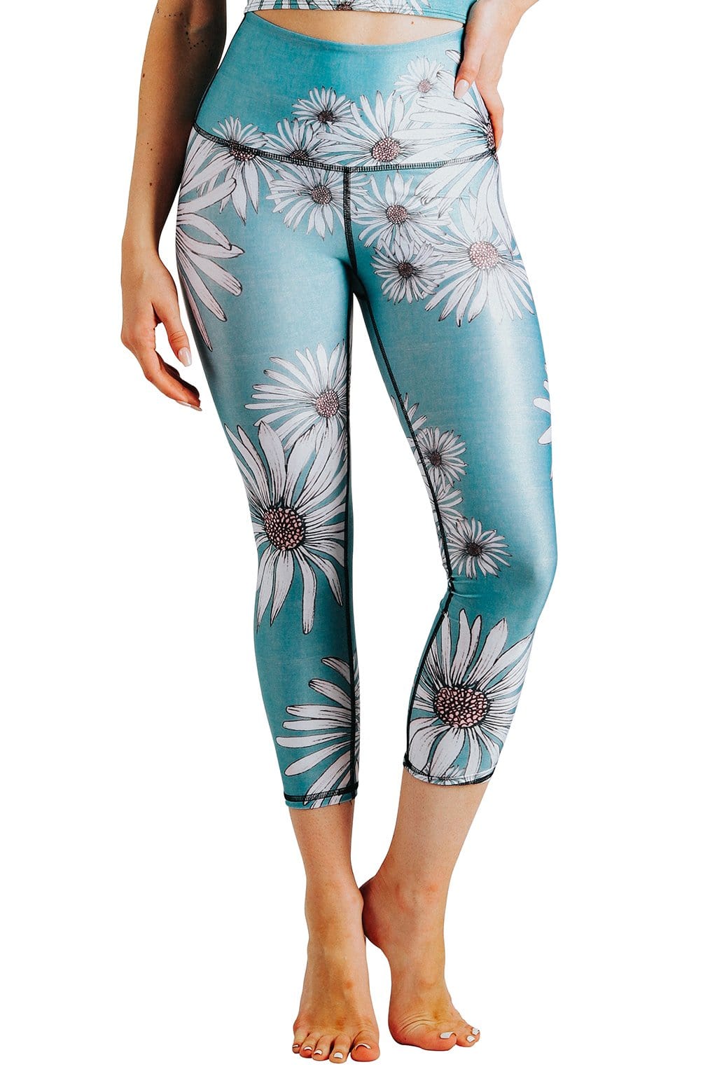 flower child printed yoga crops by yoga democracy