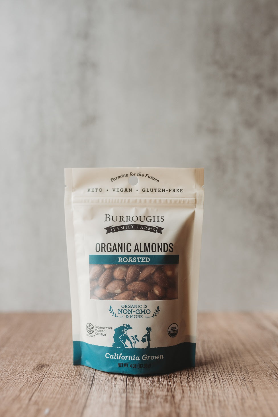 regenerative organic roasted almonds by burroughs family farms