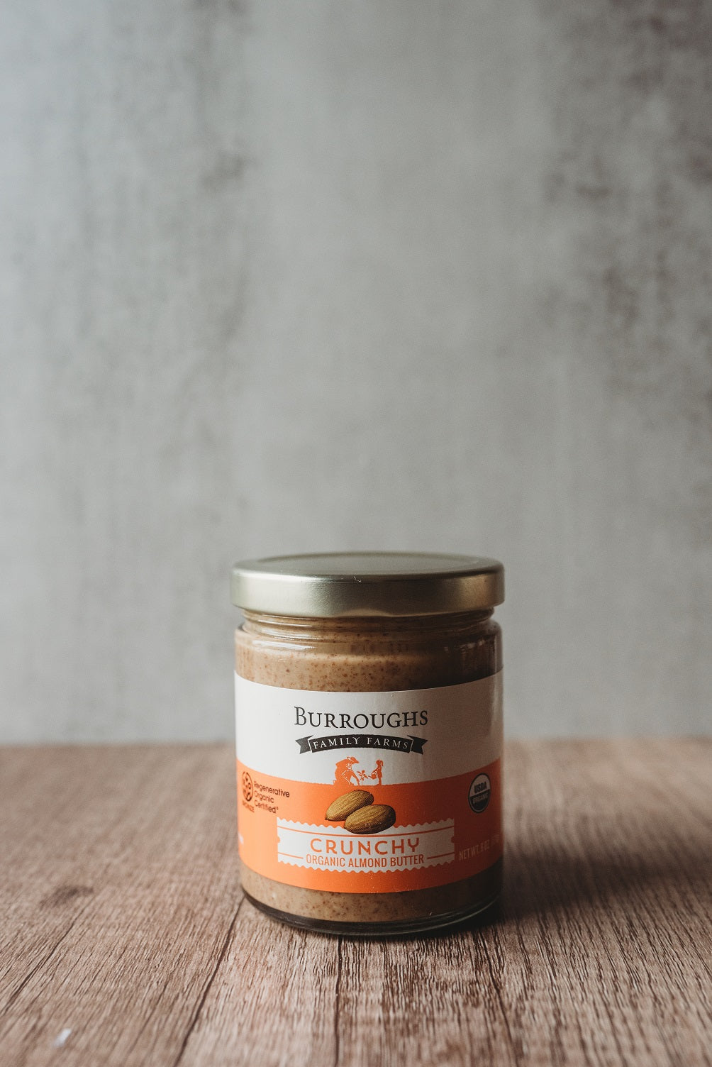 regenerative organic crunchy almond butter by burroughs family farms