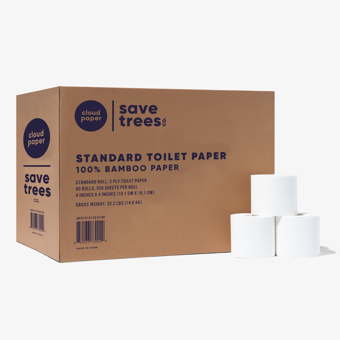 bamboo commercial 2-ply 550 sheet toilet paper by cloud paper