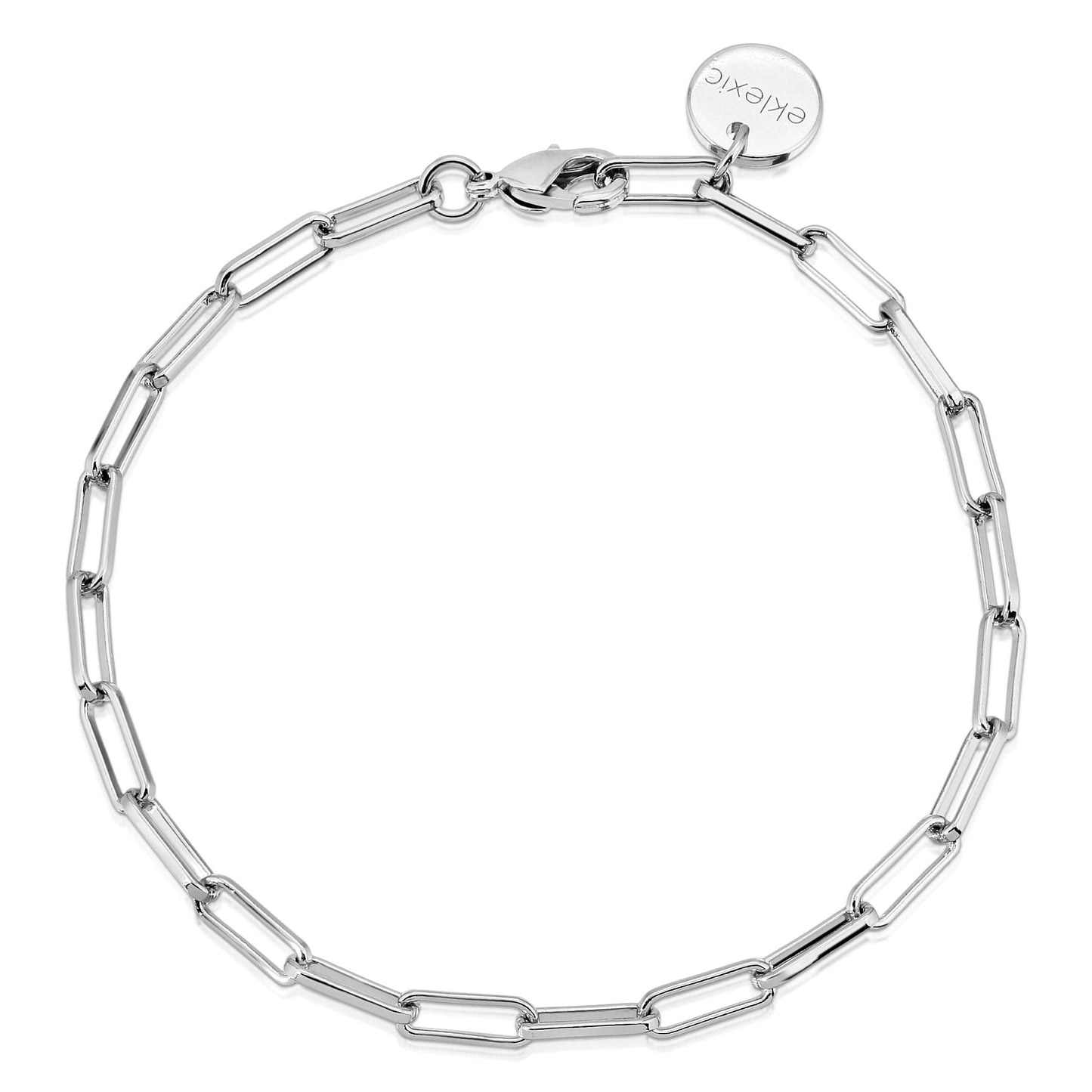 silver elongated link chain bracelet by eklexic