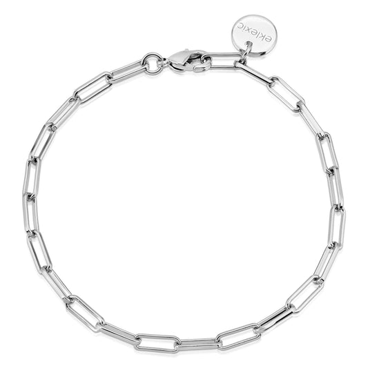 Silver Elongated Link Chain Bracelet by eklexic