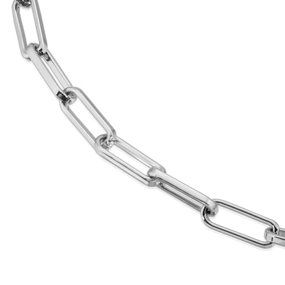 Silver Double Elongated Link Chain Necklace by eklexic