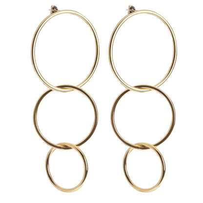 Triple Interlinking Circle Drop Earrings by eklexic