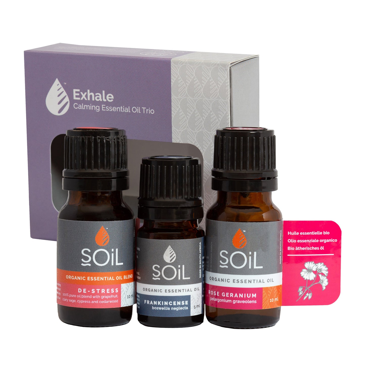 soil exhale organic essential oil trio by soil organic aromatherapy and skincare