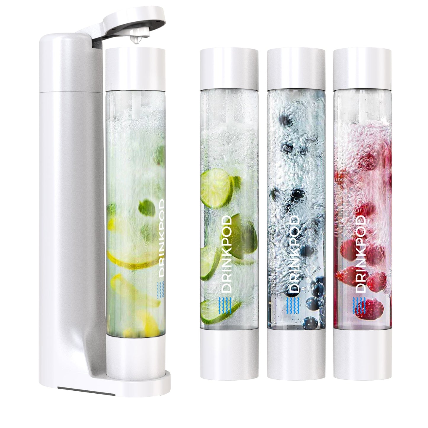 fizzpod 1+ soda maker + co₂ cylinder (1-pack) by drinkpod