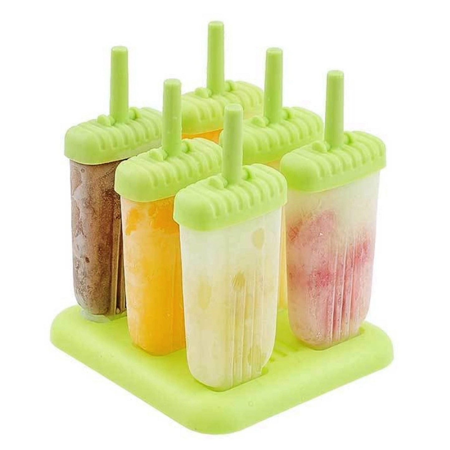 6pcs reusable ice pop maker, diy ice cream bar mold - homemade iced snacks, plastic popsicle mold - green by vysn