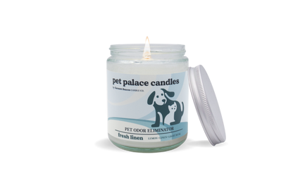 Fresh Linen Pet Odor Eliminator Candle by Garsnett Beacon Candle Co.