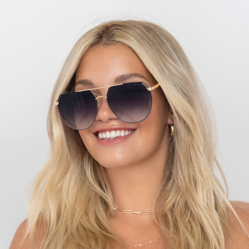 farrah - midnight square aviator sunglasses by topfoxx