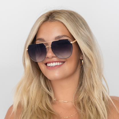 Farrah - Midnight Square Aviator Sunglasses by TopFoxx