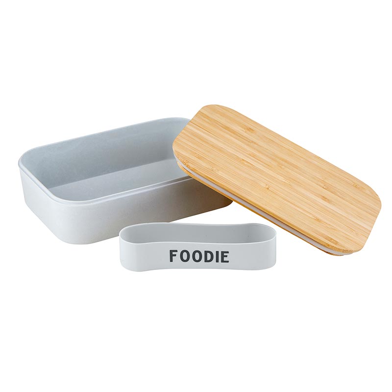 foodie bamboo lunch box in blue-gray | eco-friendly and sustainable | 7.5" x 5" x 2" by the bullish store