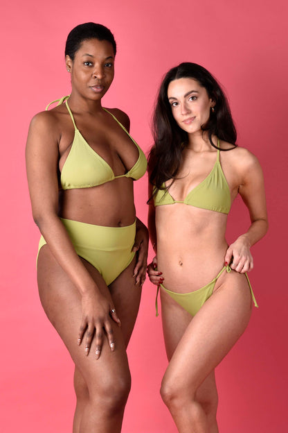 Dannie Recycled Rib String Bikini Top in Leaf Green by Wear Love More