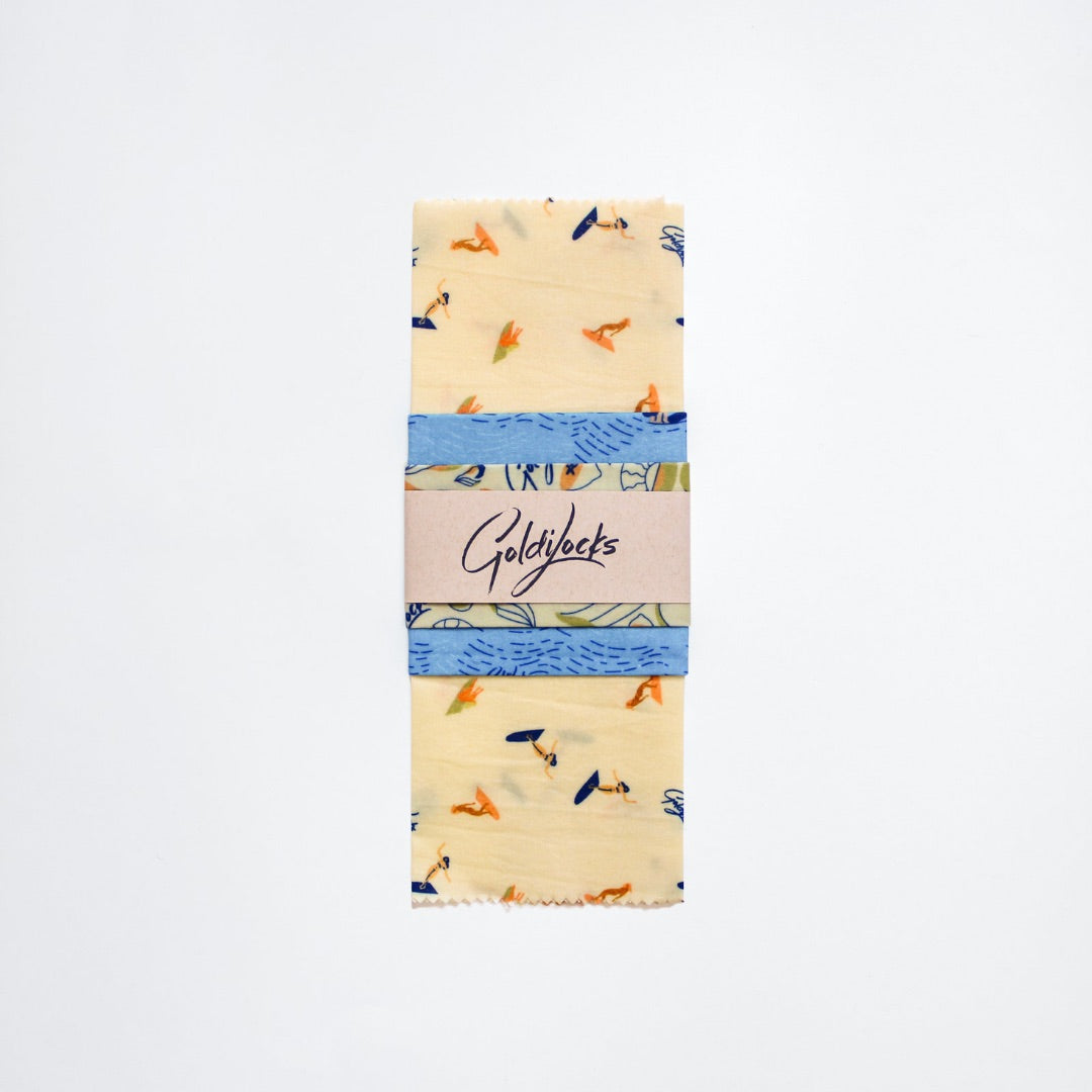 beeswax food wraps: surfer girls set of 3 by goldilocks goods