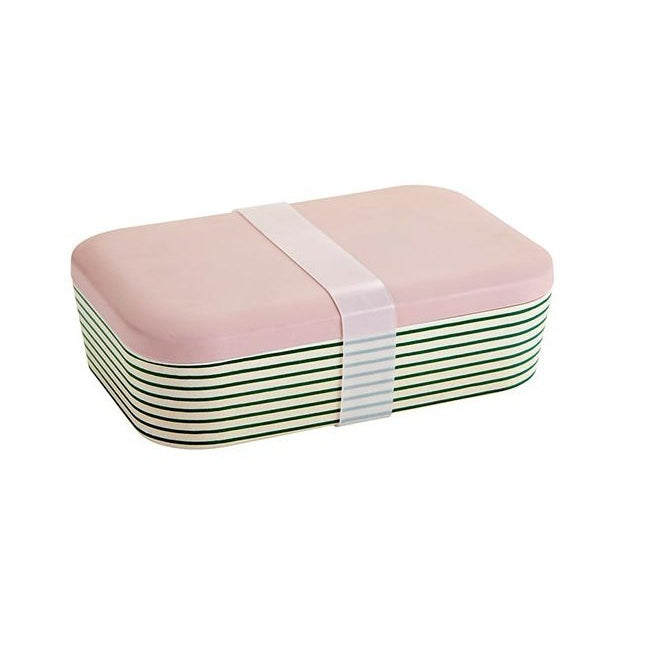 green stripes bamboo lunch container| eco-friendly and sustainable | 7.5" x 5" x 2" by the bullish store