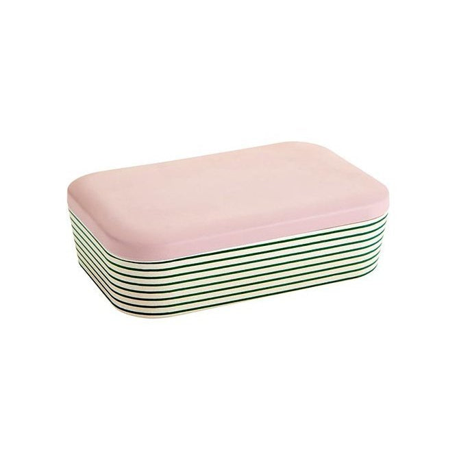 green stripes bamboo lunch container| eco-friendly and sustainable | 7.5" x 5" x 2" by the bullish store