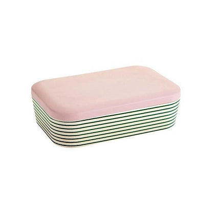 Green Stripes Bamboo Lunch Container| Eco-Friendly and Sustainable | 7.5" x 5" x 2" by The Bullish Store