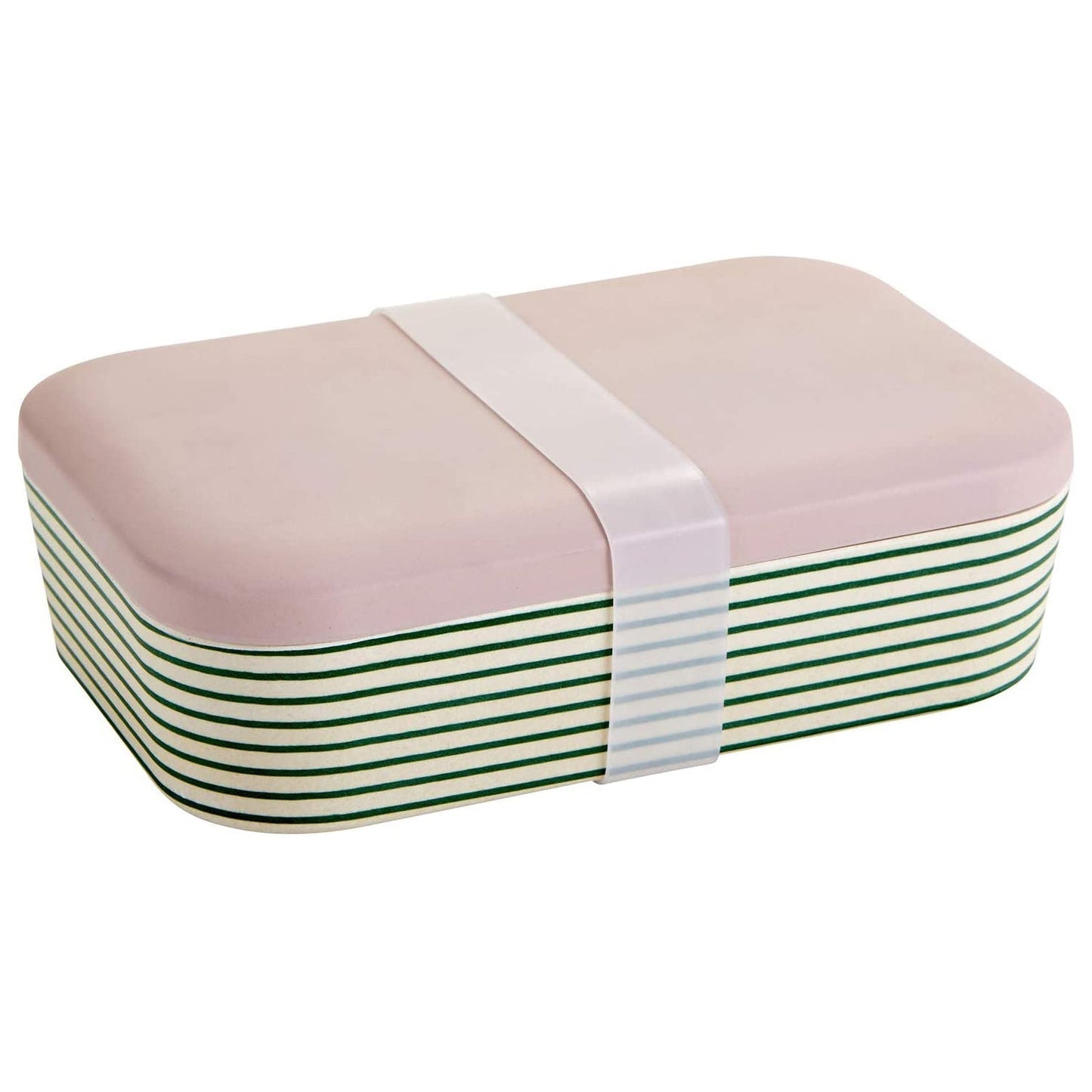 green stripes bamboo lunch container| eco-friendly and sustainable | 7.5" x 5" x 2" by the bullish store