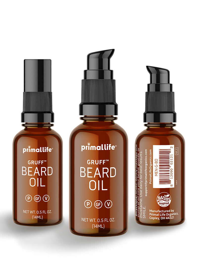 beard oil, gruff by primal life organics