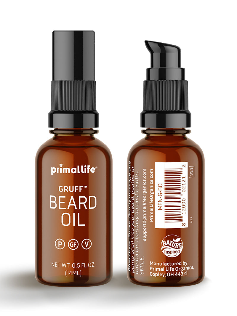 beard oil, gruff by primal life organics