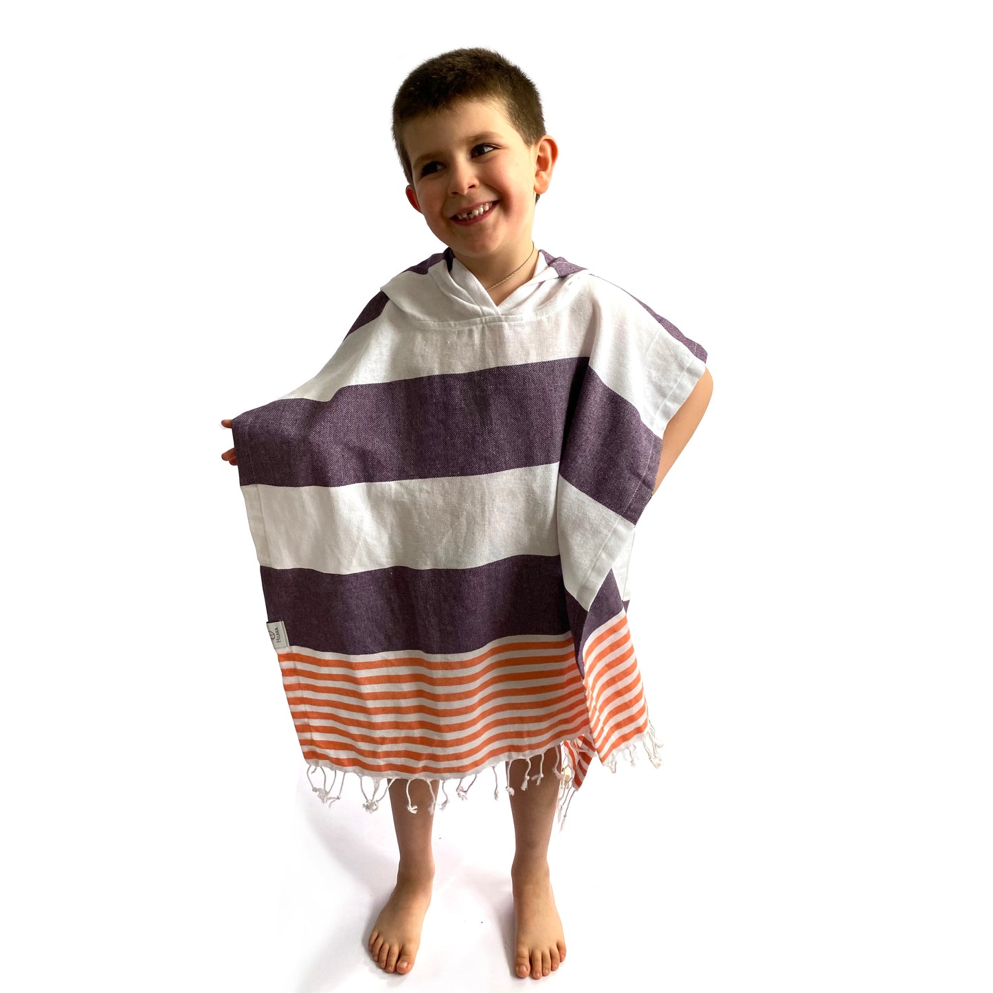 veracruz hooded poncho towel - purple by eco hilana