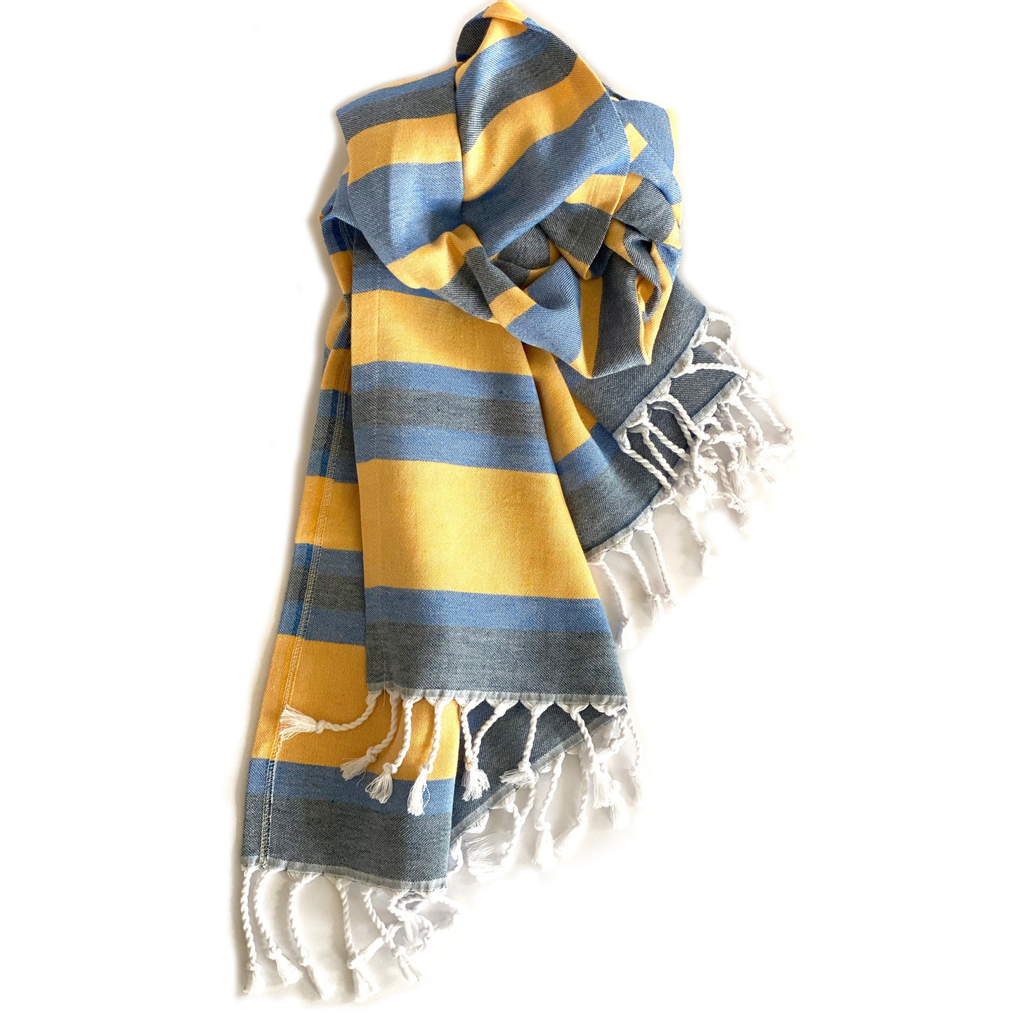 samara blue & yellow turkish towel by eco hilana