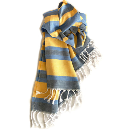 Samara Blue & Yellow Turkish Towel by Eco Hilana