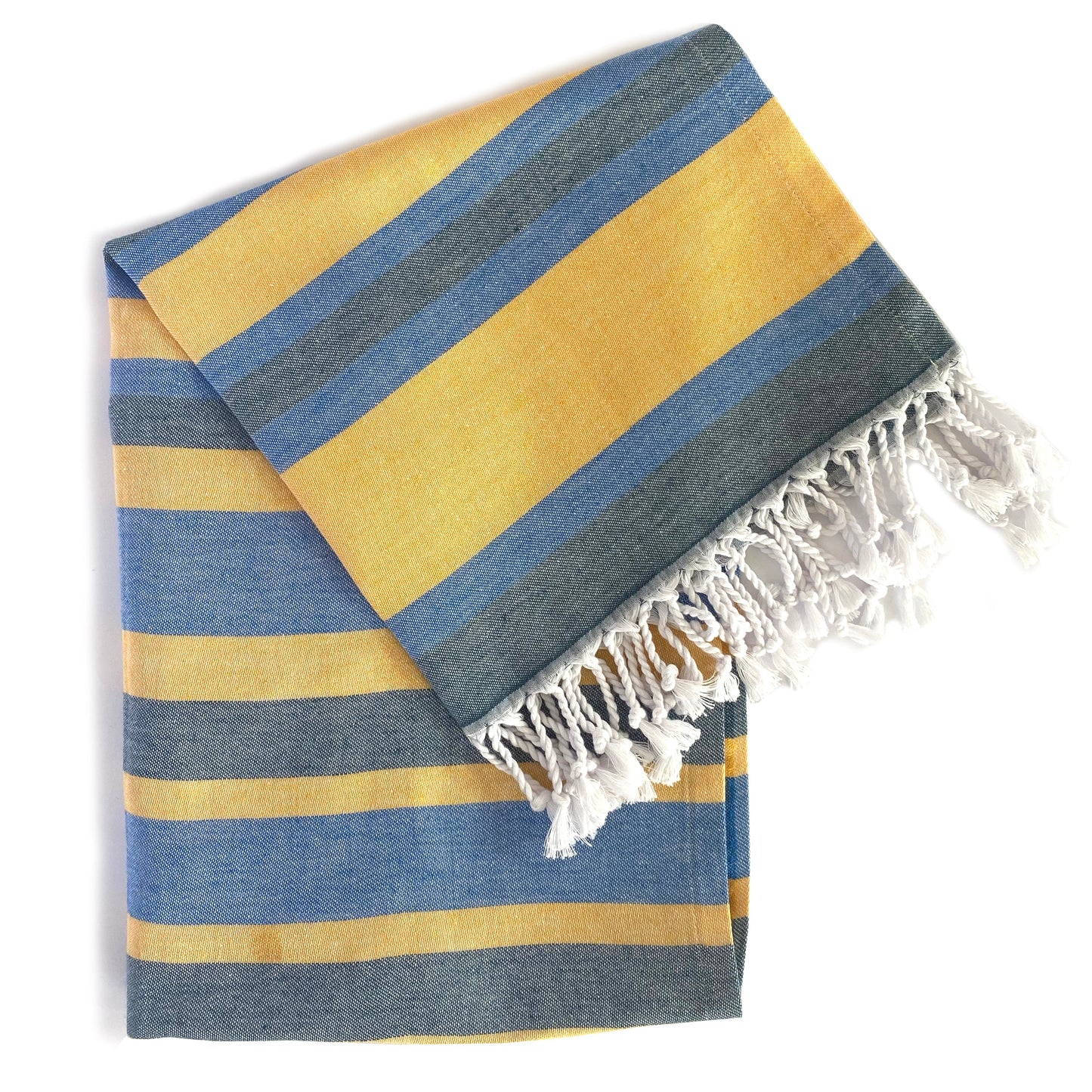 samara blue & yellow turkish towel by eco hilana