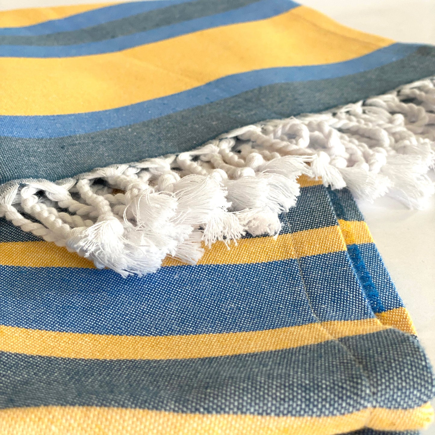 samara blue & yellow turkish towel by eco hilana