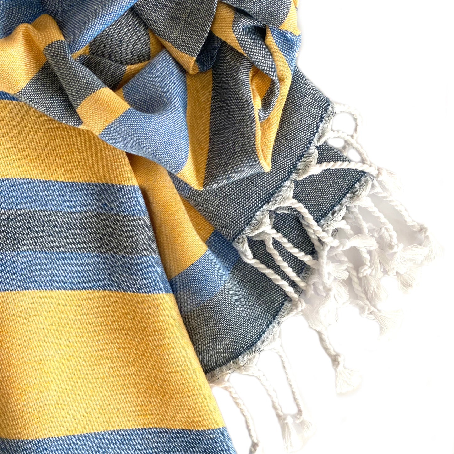 samara blue & yellow turkish towel by eco hilana