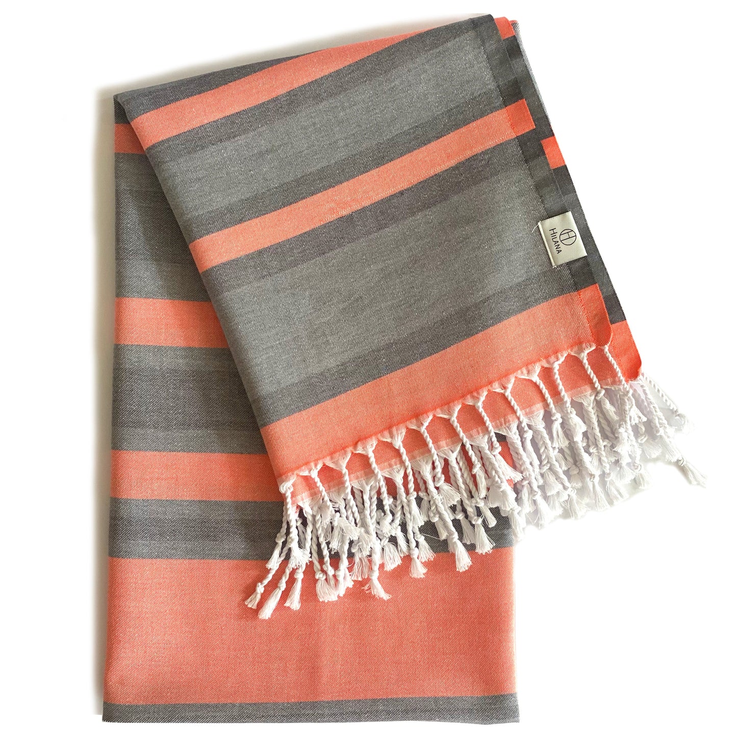 samara gray - orange turkish towel by eco hilana