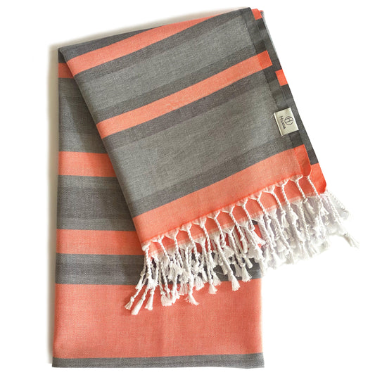 Samara Gray - Orange Turkish Towel by Eco Hilana