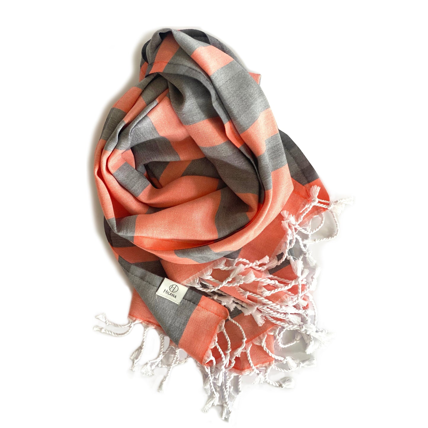 samara gray - orange turkish towel by eco hilana